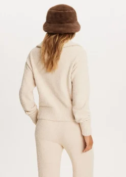 Truien En Vesten<The Sting Fluffy half zip trui lichtzand