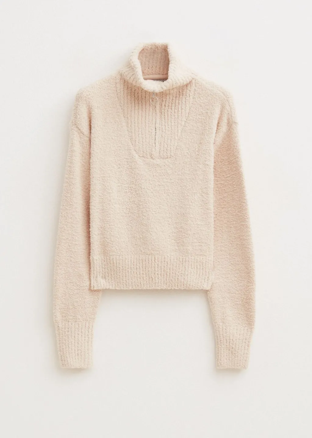 Truien En Vesten<The Sting Fluffy half zip trui lichtzand