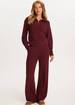 Truien En Vesten<The Sting Fluffy half zip trui bordeaux