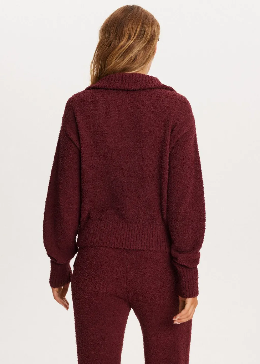 Truien En Vesten<The Sting Fluffy half zip trui bordeaux