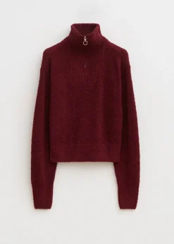 Truien En Vesten<The Sting Fluffy half zip trui bordeaux