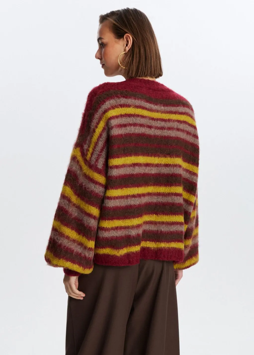 Truien En Vesten<The Sting Fluffy trui met strepen bordeaux