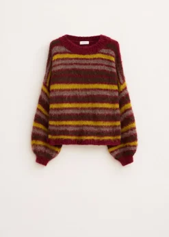 Truien En Vesten<The Sting Fluffy trui met strepen bordeaux