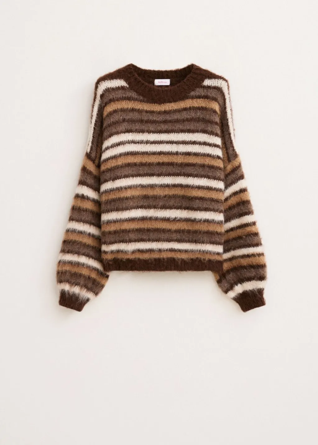 Truien En Vesten<The Sting Fluffy trui met strepen donkerbruin