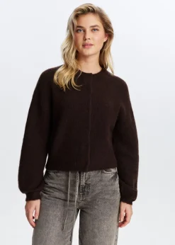 Truien En Vesten<The Sting Gebreid vest lange mouwen donkerbruin