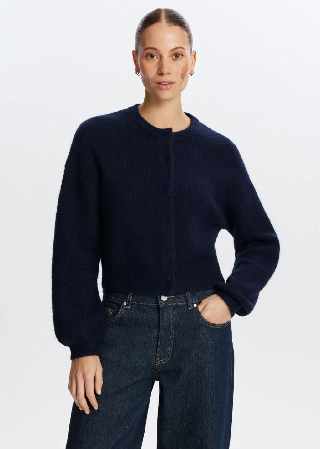 Truien En Vesten<The Sting Gebreid vest lange mouwen donkerblauw