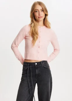 Basics|Truien En Vesten<The Sting Gebreid vest met knopen rose