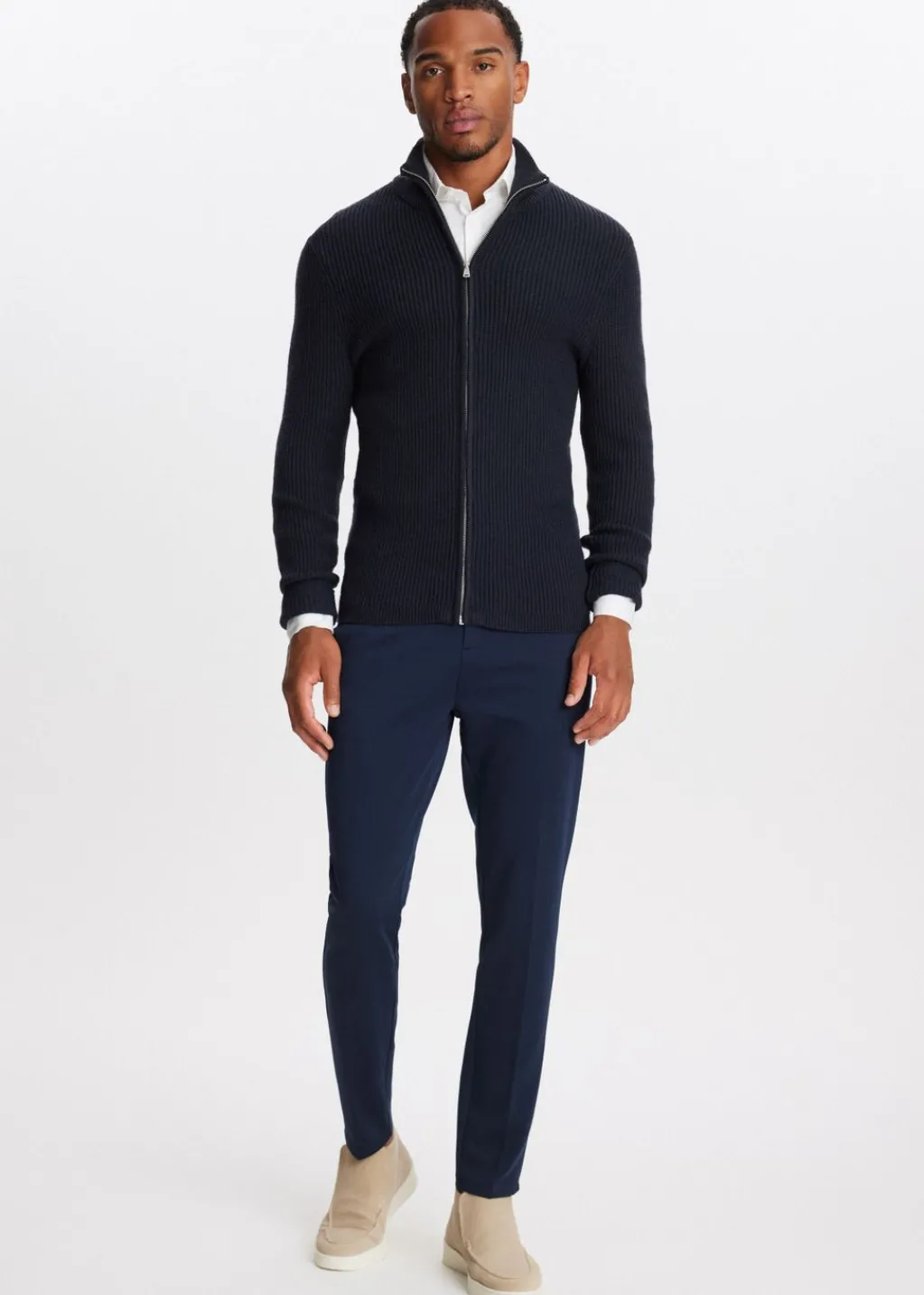 Truien En Vesten<The Sting Gebreid vest met rits donkerblauw