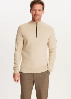Truien En Vesten<The Sting Gebreide half zip trio zand gemêleerd