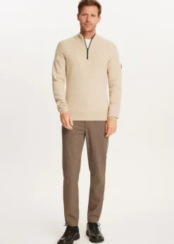Truien En Vesten<The Sting Gebreide half zip trio zand gem&ecirc;leerd