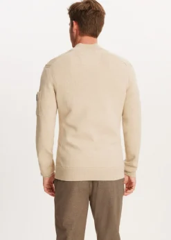 Truien En Vesten<The Sting Gebreide half zip trio zand gem&ecirc;leerd