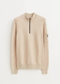 Truien En Vesten<The Sting Gebreide half zip trio zand gem&ecirc;leerd