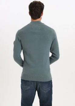 Truien En Vesten<The Sting Gebreide half zip trio blauw grijs