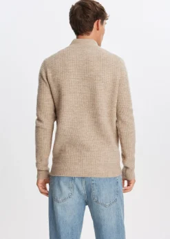 Truien En Vesten<The Sting Gebreide half zip trui zand gem&ecirc;leerd