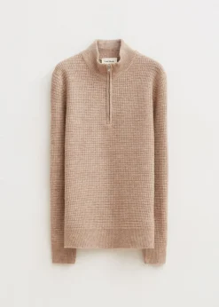Truien En Vesten<The Sting Gebreide half zip trui zand gem&ecirc;leerd