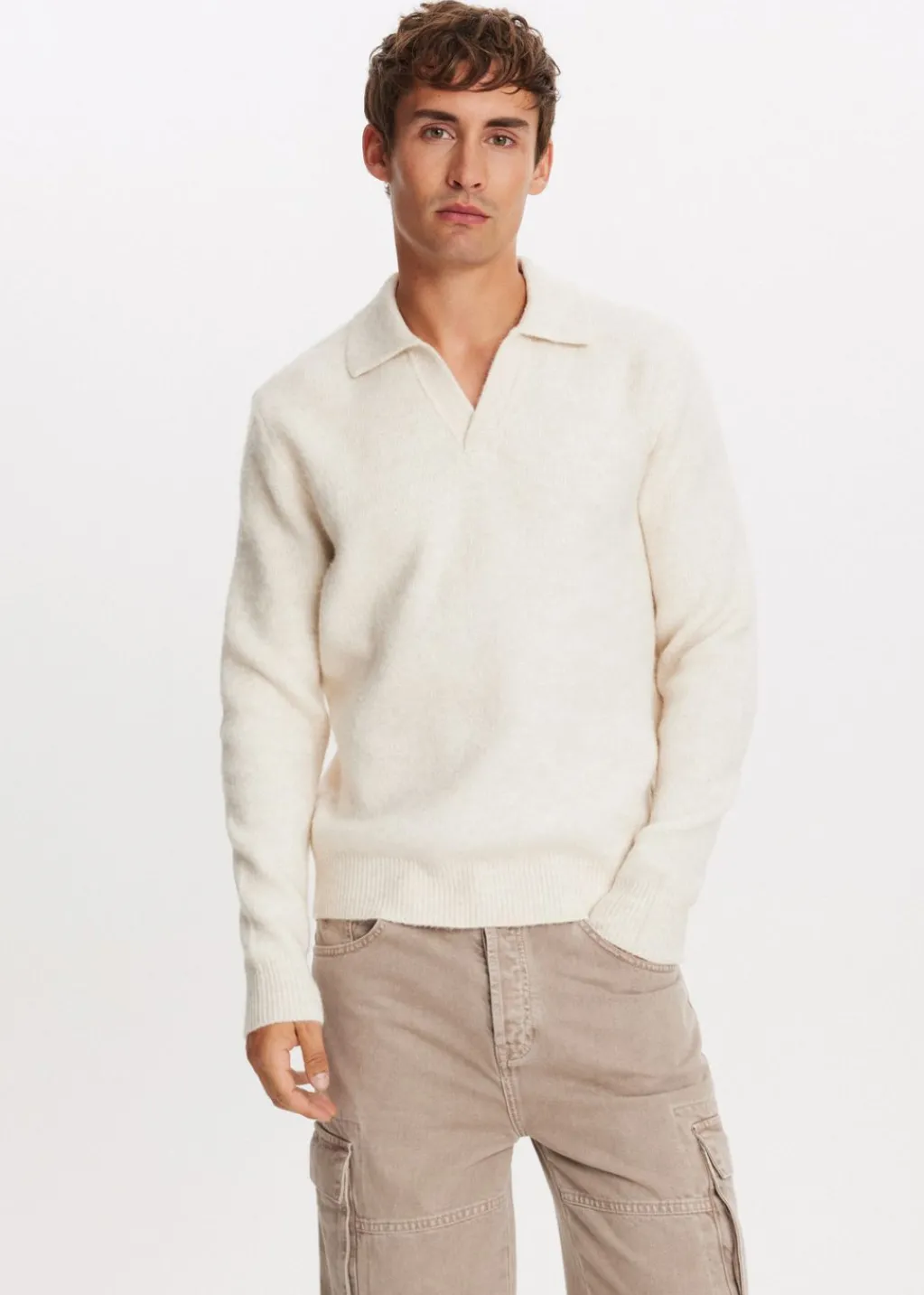 Polo's|Truien En Vesten<The Sting Gebreide johnny trui ecru, melee