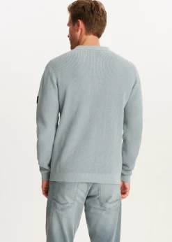 Polo's|Truien En Vesten<The Sting Gebreide polo met logo blauw, ijs