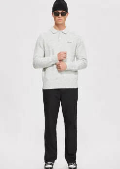 Polo's|Truien En Vesten<The Sting Gebreide polo met merk grijs, licht melee