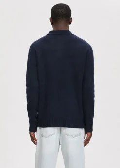 Polo's|Truien En Vesten<The Sting Gebreide polo met merk donkerblauw