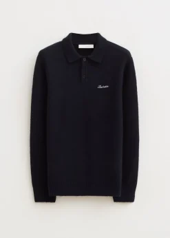 Polo's|Truien En Vesten<The Sting Gebreide polo met merk donkerblauw