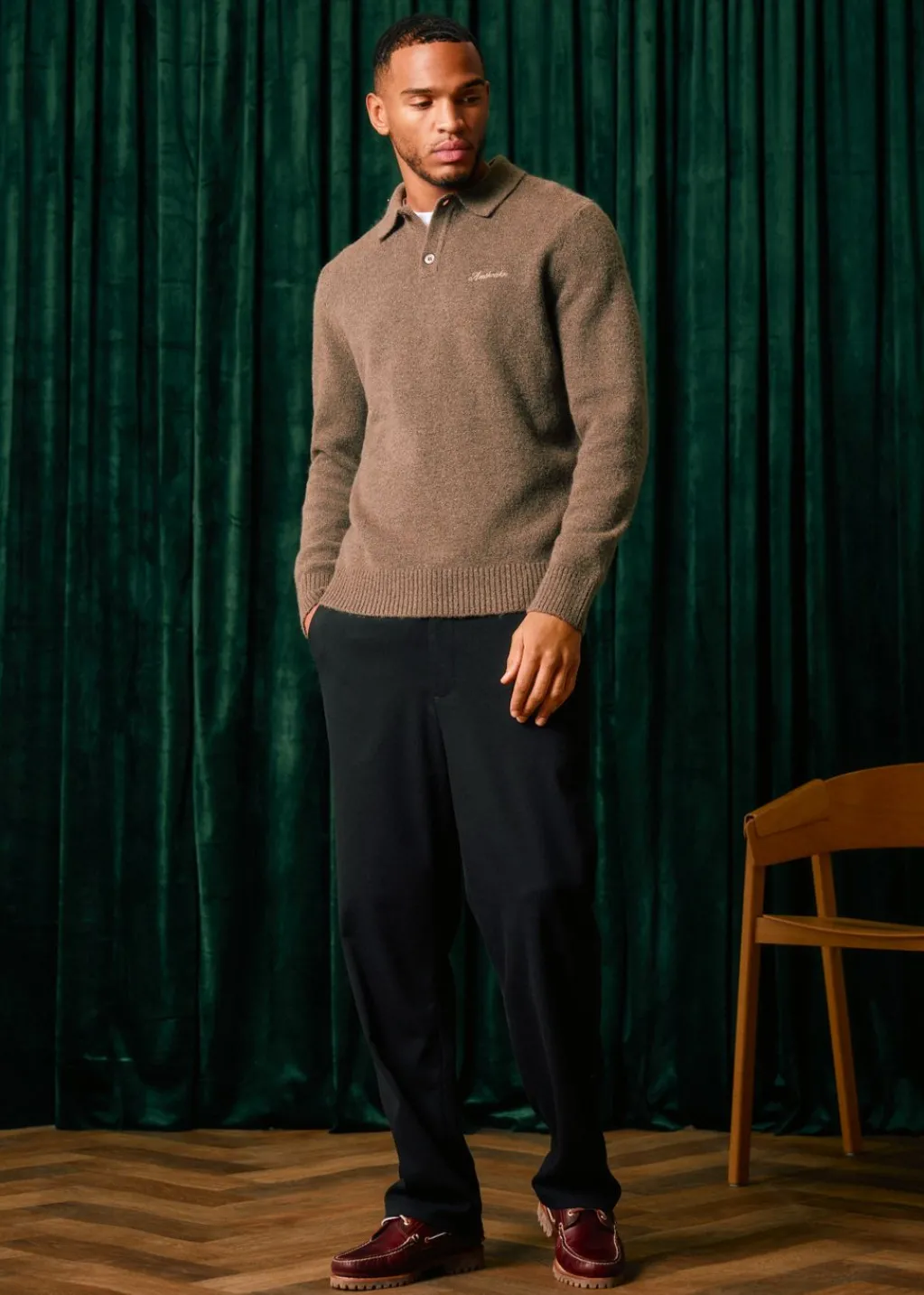 Truien En Vesten|Polo's<The Sting Gebreide polo met merk taupe, dark