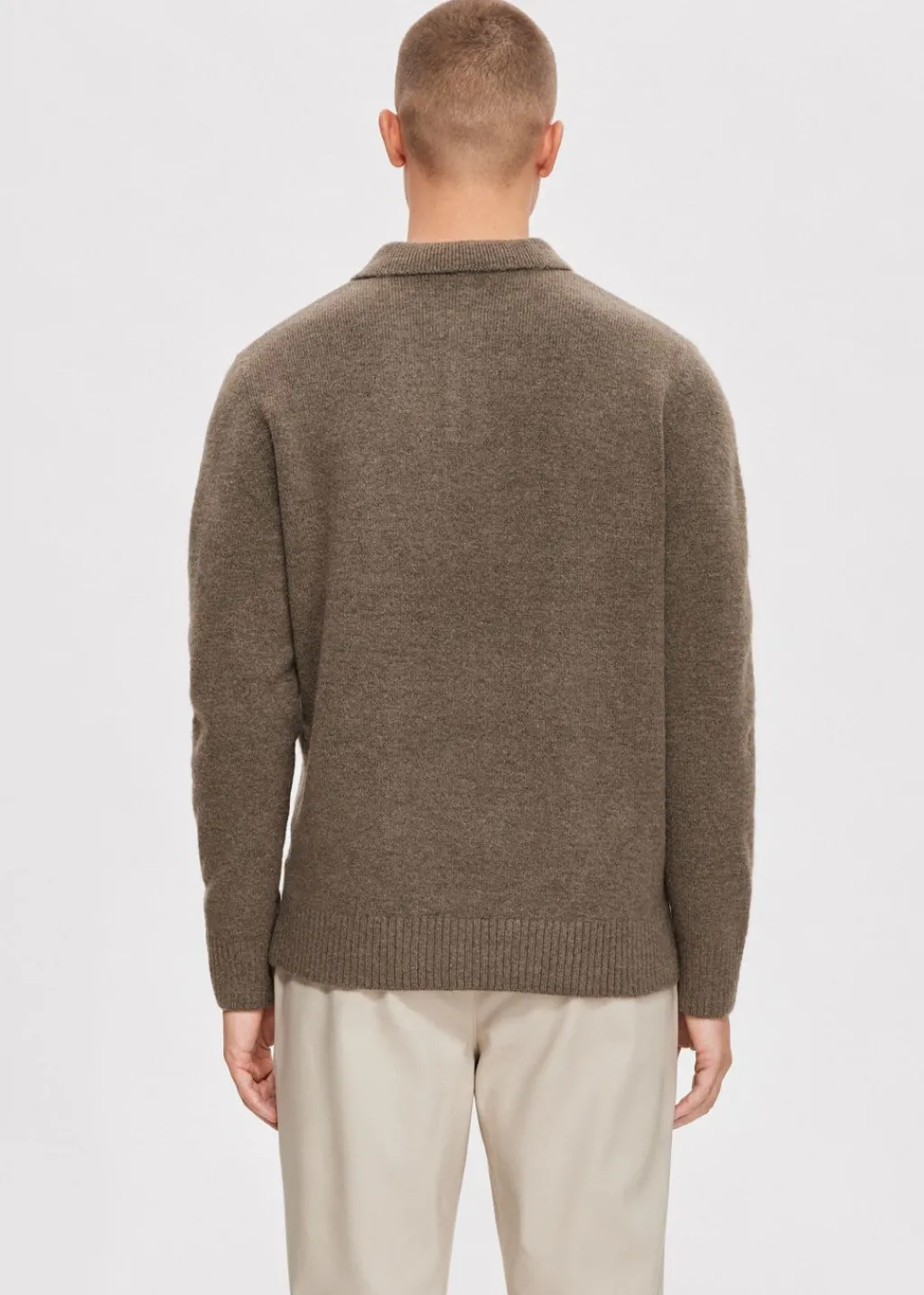 Truien En Vesten|Polo's<The Sting Gebreide polo met merk taupe, dark