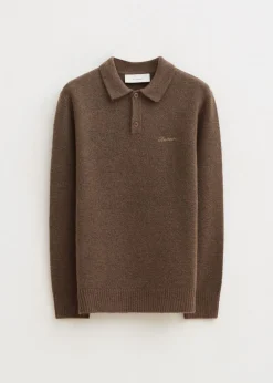 Truien En Vesten|Polo's<The Sting Gebreide polo met merk taupe, dark