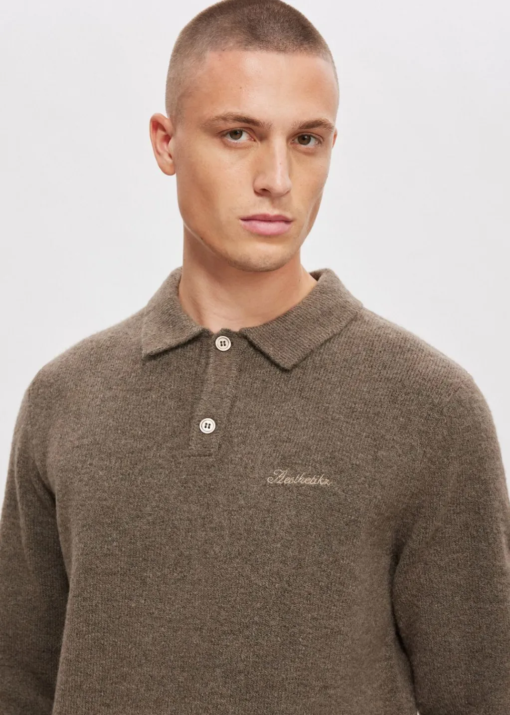 Truien En Vesten|Polo's<The Sting Gebreide polo met merk taupe, dark