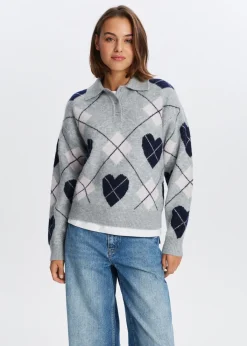 Truien En Vesten<The Sting Gebreide trui met argyle print grijs gem&ecirc;leerd