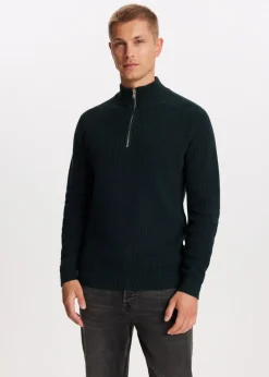 Truien En Vesten<The Sting Gebreide trui met half zip groen bottle, donker
