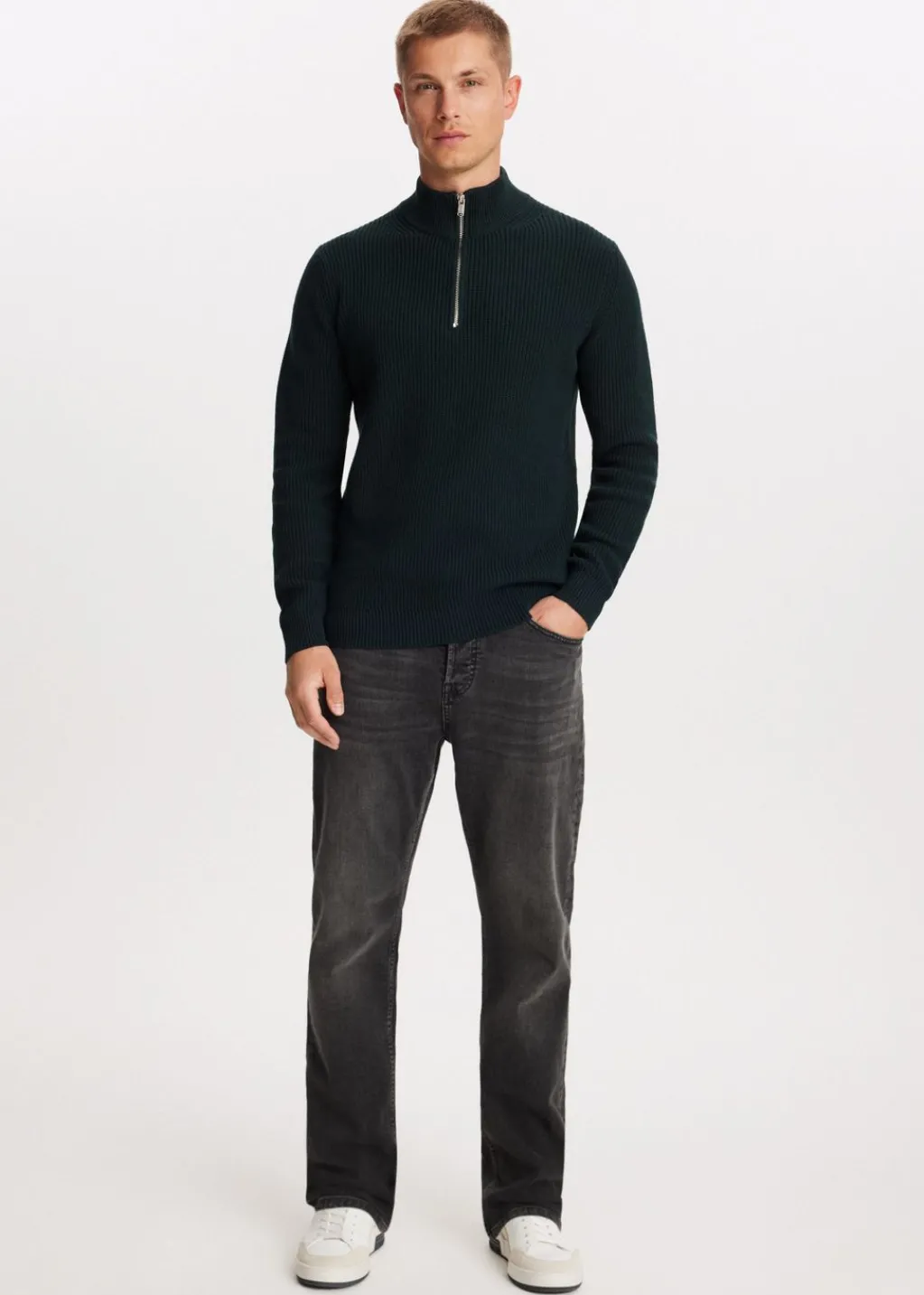 Truien En Vesten<The Sting Gebreide trui met half zip groen bottle, donker