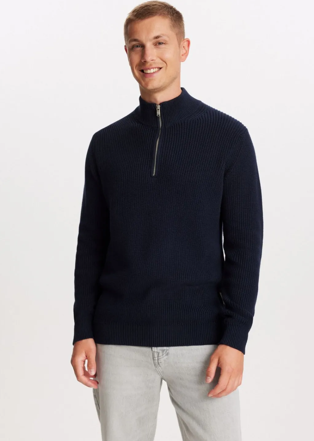 Truien En Vesten<The Sting Gebreide trui met half zip donkerblauw