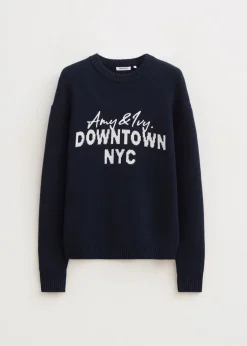 Truien En Vesten<The Sting Gebreide trui met tekst design donkerblauw
