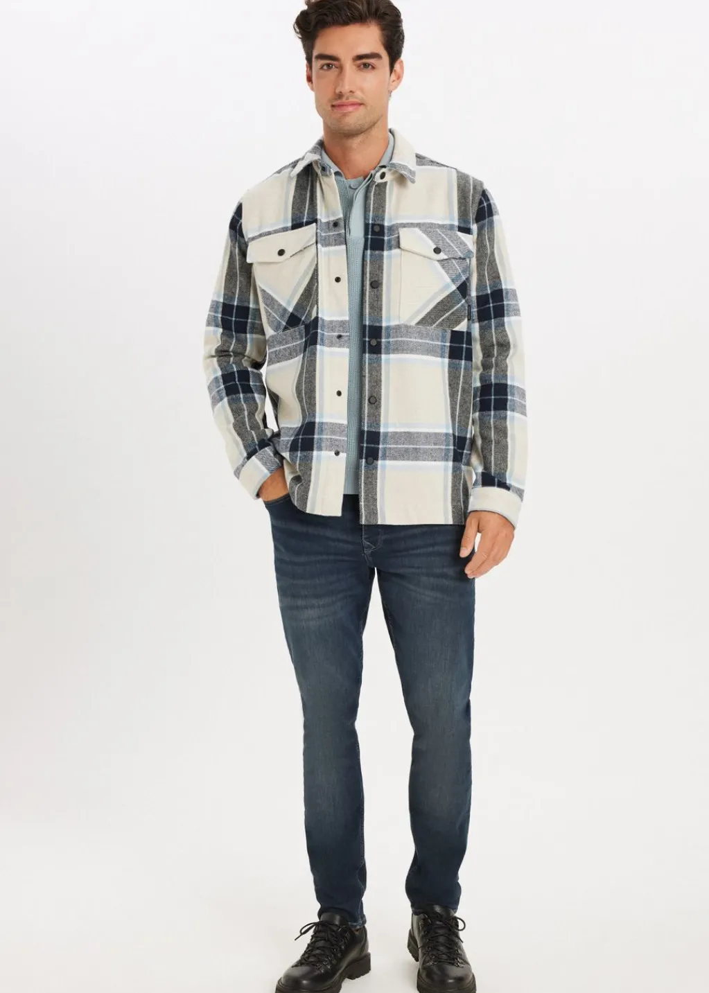 Overshirts<The Sting Geruit overshirt Liam blauw grijs