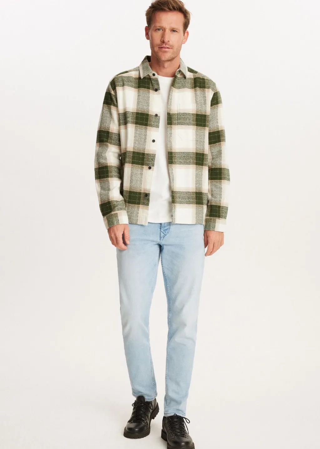 Overshirts<The Sting Geruit overshirt met structuur donkergroen