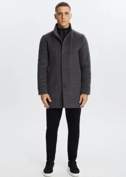 Jassen<The Sting Geruite overcoat antraciet gemêleerd