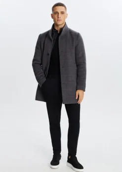 Jassen<The Sting Geruite overcoat antraciet gem&ecirc;leerd