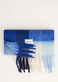Sjaals<The Sting Geruite sjaal blauw