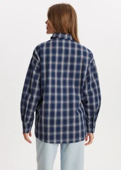 Blouses<The Sting Geruite strassblouse donkerblauw