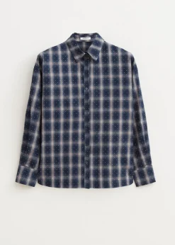 Blouses<The Sting Geruite strassblouse donkerblauw