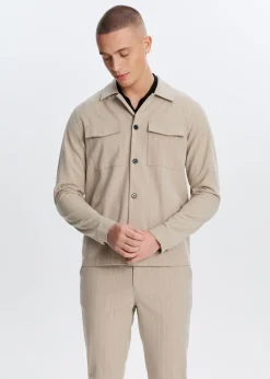 Overshirts<The Sting Gestreept resort overshirt zand