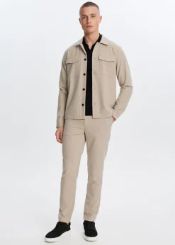 Overshirts<The Sting Gestreept resort overshirt zand