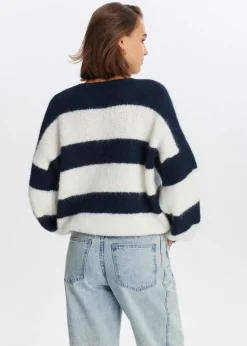 Truien En Vesten<The Sting Gestreepte harige trui donkerblauw