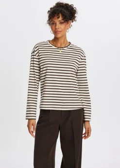 T-Shirts<The Sting Gestreepte longsleeve donkerbruin