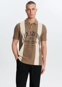 Polo's|T-Shirts<The Sting Gestreepte polo azure taupe