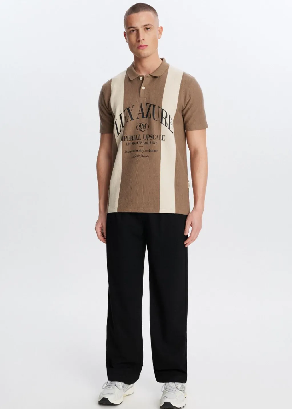 Polo's|T-Shirts<The Sting Gestreepte polo azure taupe