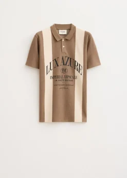 Polo's|T-Shirts<The Sting Gestreepte polo azure taupe