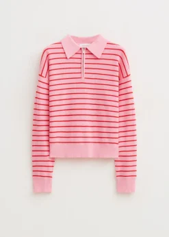 Truien En Vesten<The Sting Gestreepte trui met half zip rose
