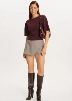 T-Shirts<The Sting Getailleerd t-shirt met plooien bordeaux