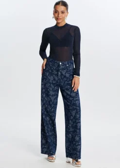 Tops<The Sting Glitter mesh body donkerblauw